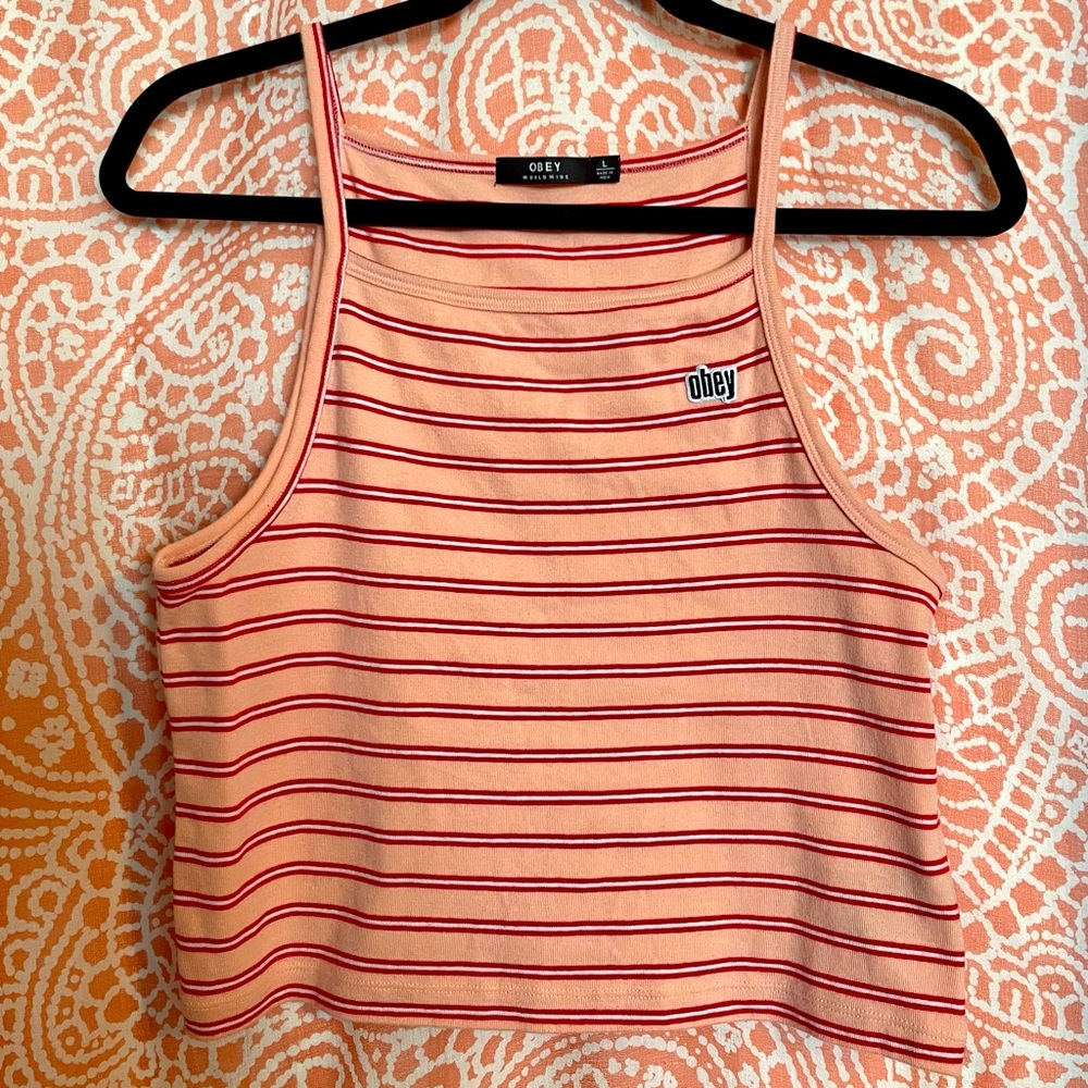 Obey crop tight tank sz L